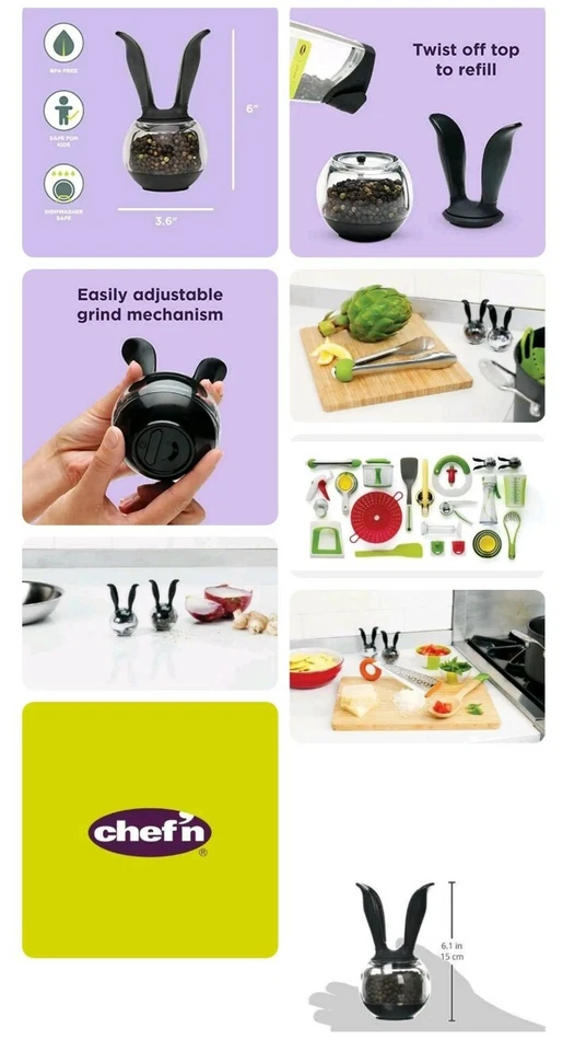 Molinillo de bolas Chef'n Pepper - Diseño con una mano - Mecanismo de molienda ajustable Foto 2 de 2
