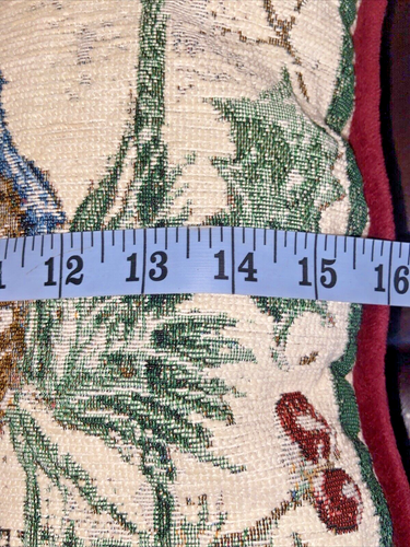 Vintage Tapestry Throw Pillow Floral Bird Velvet Winter 15x15 Cottage Signed - Picture 13 of 15