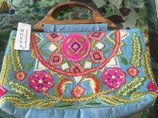 23b Anthropologie Moyna Folkloric Embellished Floral Clutch Nwt Embroidered