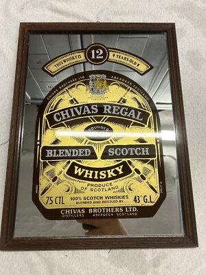 Barspiegel Chivas Regal Whisky, 40,5 x 30,3 cm Retro, Nostalgie, Holzrahmen
