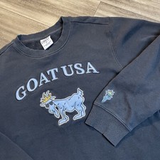 Goat USA Sweatshirt Mens Medium Black Pull Over Crew Neck Embroidered Sweater