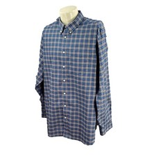 Eddie Bauer Mens Relaxed Fit Wrinkle Resistant Long Sleeve Blue Check Shirt TXXL