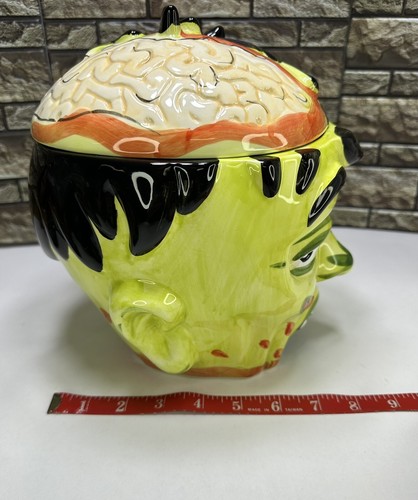 Barattolo di biscotti in ceramica halloween horror non morti mostro testa zombie CandyBowl cervello! - Foto 21 di 24