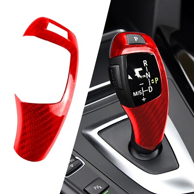 Red Real Carbon Fiber Gear Shift Knob Trim Cover Fit for BMW 3 Series F30