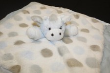 LOVE GIRAFFE blue, white  gray giraffe baby lovey blanket cuddle toy plush