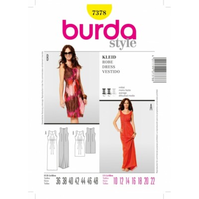 Patron Burda 2996 – Robe Longue Ou Courte été – Tailles 36 Et 46 – Neuf