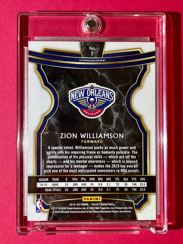 Zion Williamson MINT PANINI SELECT ROOKIE CARD 2019-20 RC #1 WELL CENTERED - Picture 7 of 7