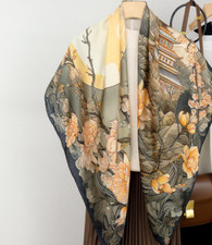 Sciarpa quadrata Sallys 100% seta gelso scialle stampa luna 43"nuova