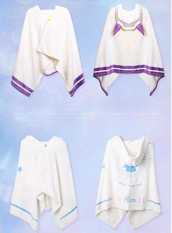 Re Zero Emilia Cosplay Cloak Cute Soft Plush Coats Loose Anime Cape Blanket Teen - Image 4 of 4