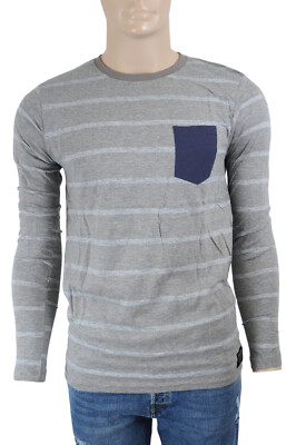 Tom Tailor Herren Langarmshirt 036 Gr. M Longsleeve grau/hellgrau gestr langarm