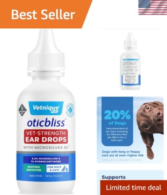 Oticbliss 1.8oz Ear Infection Treatment Drops for Dogs & Cats - Vet Recommended