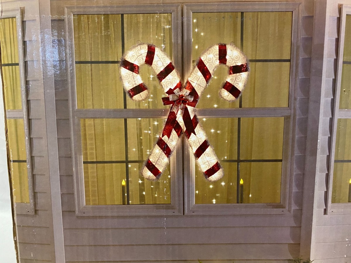 3 Ft Christmas Holiday Pre-Lit Candy Cane w/ 70 Clear Bulbs Door