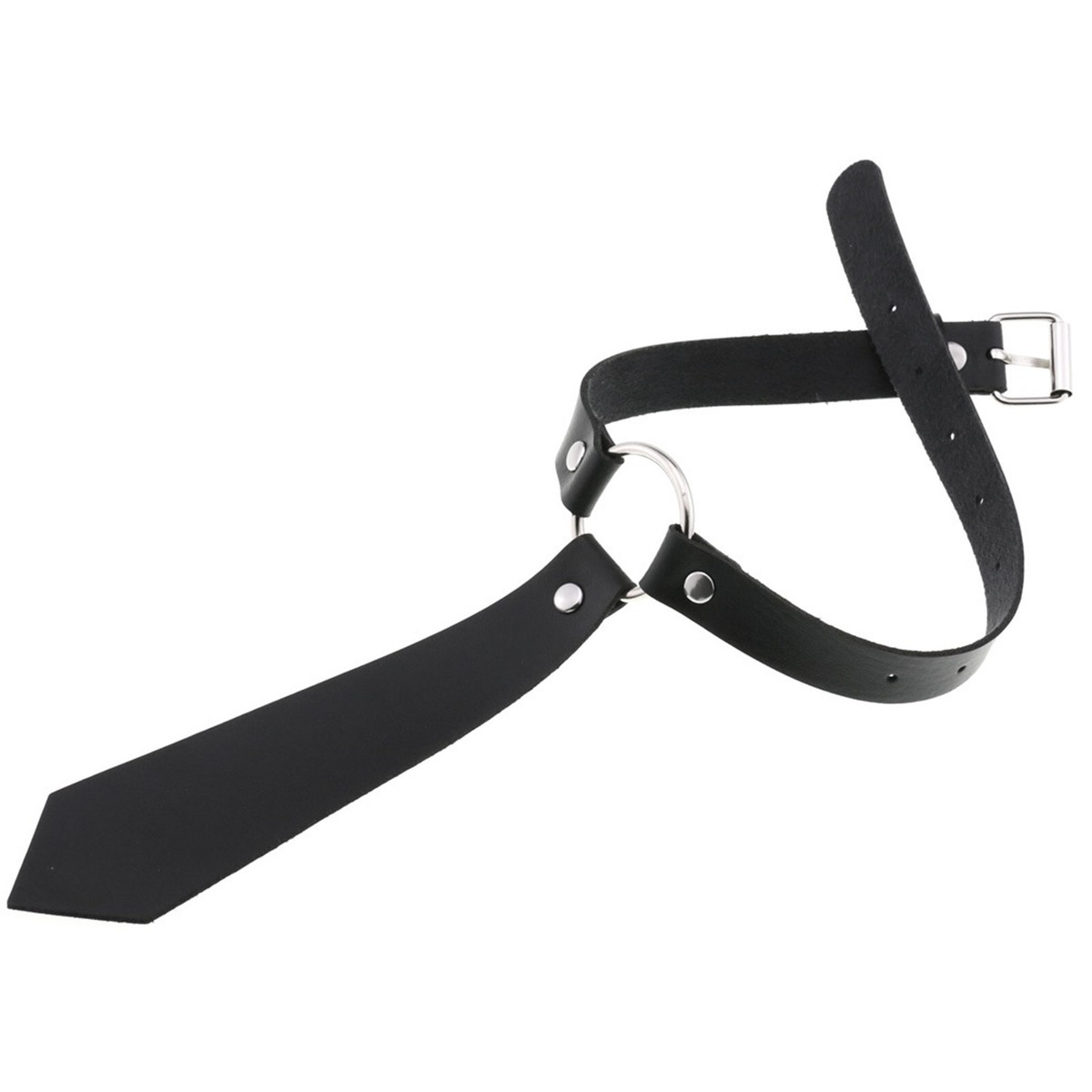 Women's Black Neck Tie Punk O-Ring Studs Collar PU Leather Women's Black Neck Tie Punk O-Ring Studs Collar PU Leather
