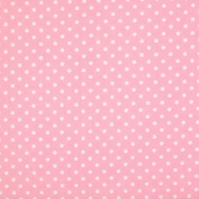 100% Cotton Fabric 3mm WHITE SPOTS SPOTTY PINK POLKA DOT Rose & Hubble Material