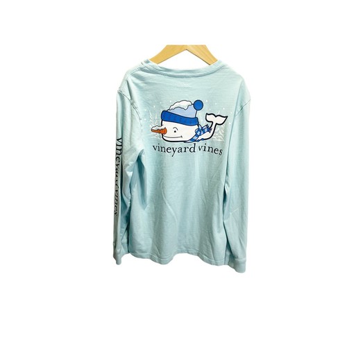 Vineyard Vines Snow Whale Girls M 10-12 Long Sleeve Pocket Tee Blue - Picture 2 of 4
