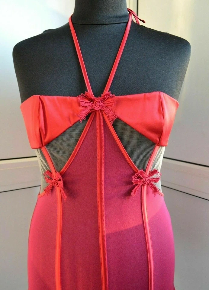 Nuevo Editorial LA PERLA ETIQUETA NEGRA Malla Seda Lazos Bebé-muñeca Slip Teddy S M Rojo Foto 4 de 4