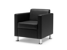 Poltrona  1 Posti da attesa ufficio in ecopelle nera piedi cromati 