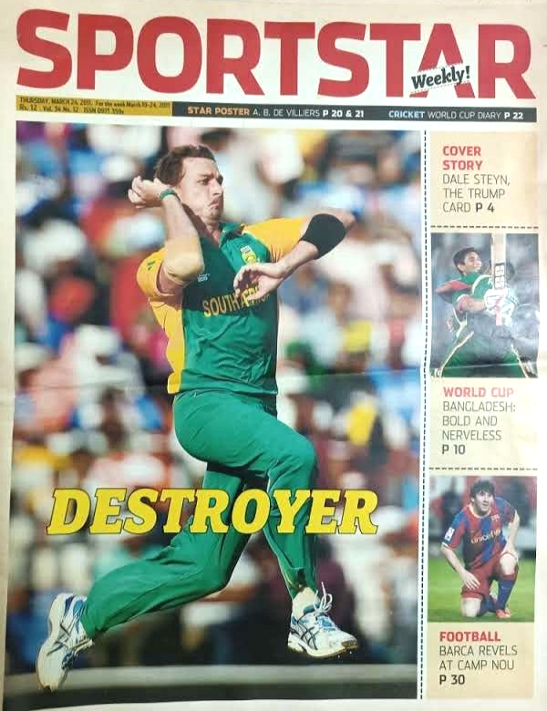 INDIA SPORTSTAR WEEKLY MAGAZINE 24 MAR 2011 SACHIN TENDULKAR, A.B. DE