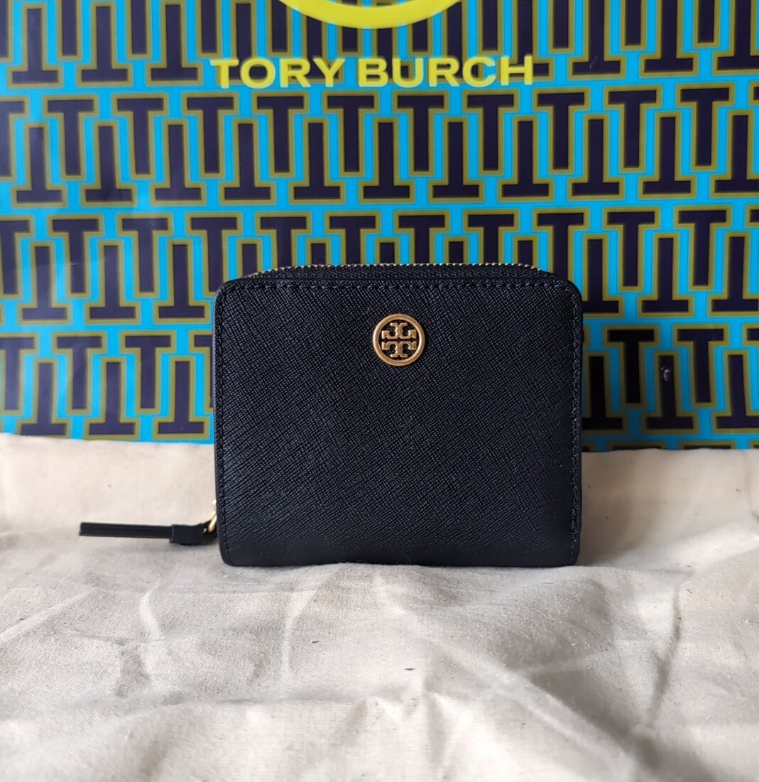 関税不要♪ TORY BURCH☆ROBINSON MEDIUM FLAP WALLET Tory Burch Robinson Bi-Fold Leather Wallet ~NWT~ Navy | eBay