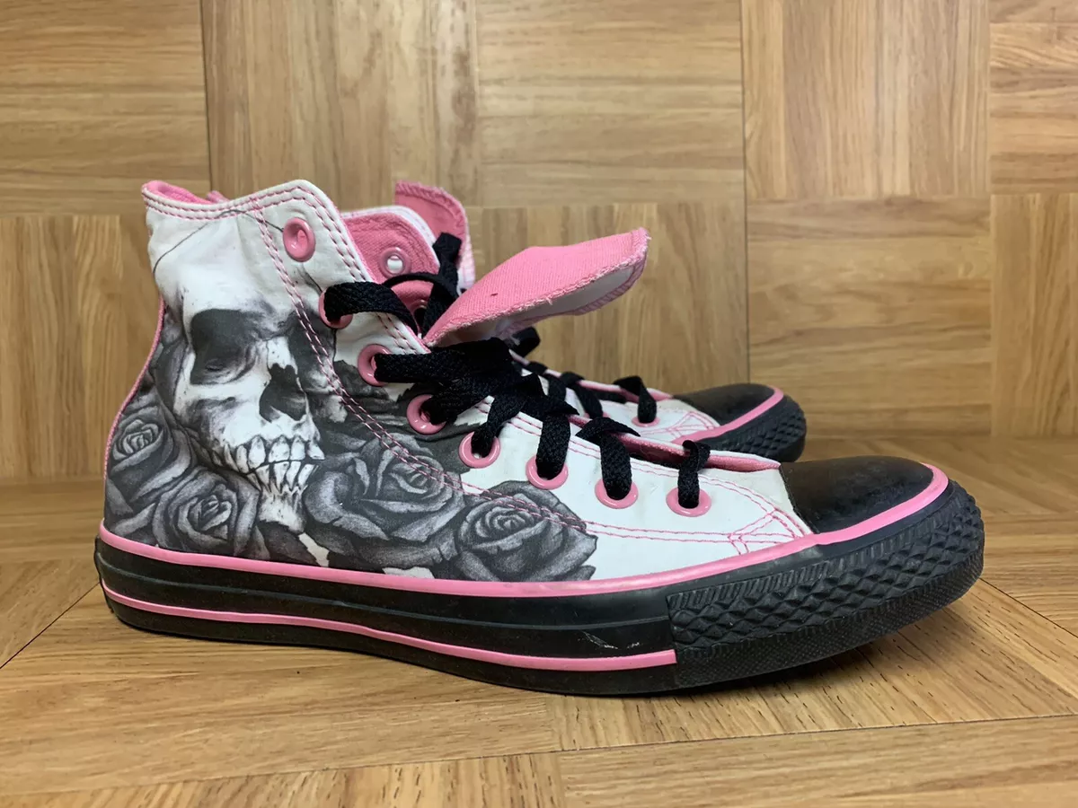 Chaussures homme vintage Converse All Star Chuck Taylor Custom Skull Rose rose g