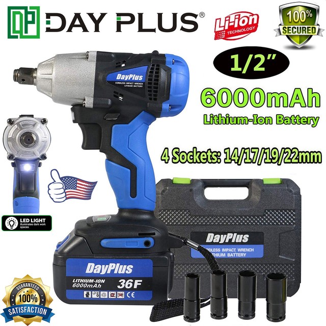 Dayplus 21V Cordless 1/2" Impact Wrench 1 LiIon Battery & Charger Kit
