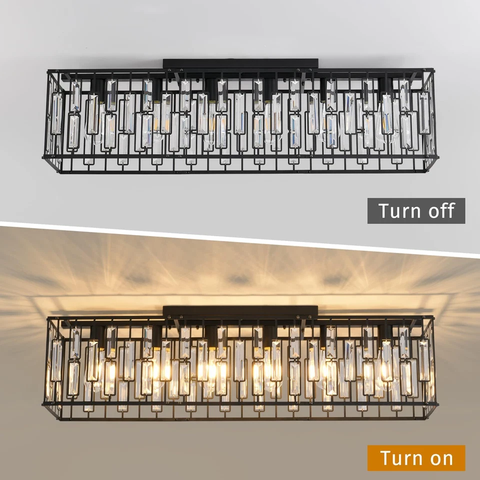 Modern Crystal Chandeliers Ceiling Light 6 Light for Living Room Kitchen Hallway - Image 3 of 4