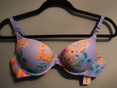 Soma 36B Blooming Tropical Blue Tailored Push Up Plunge Bra