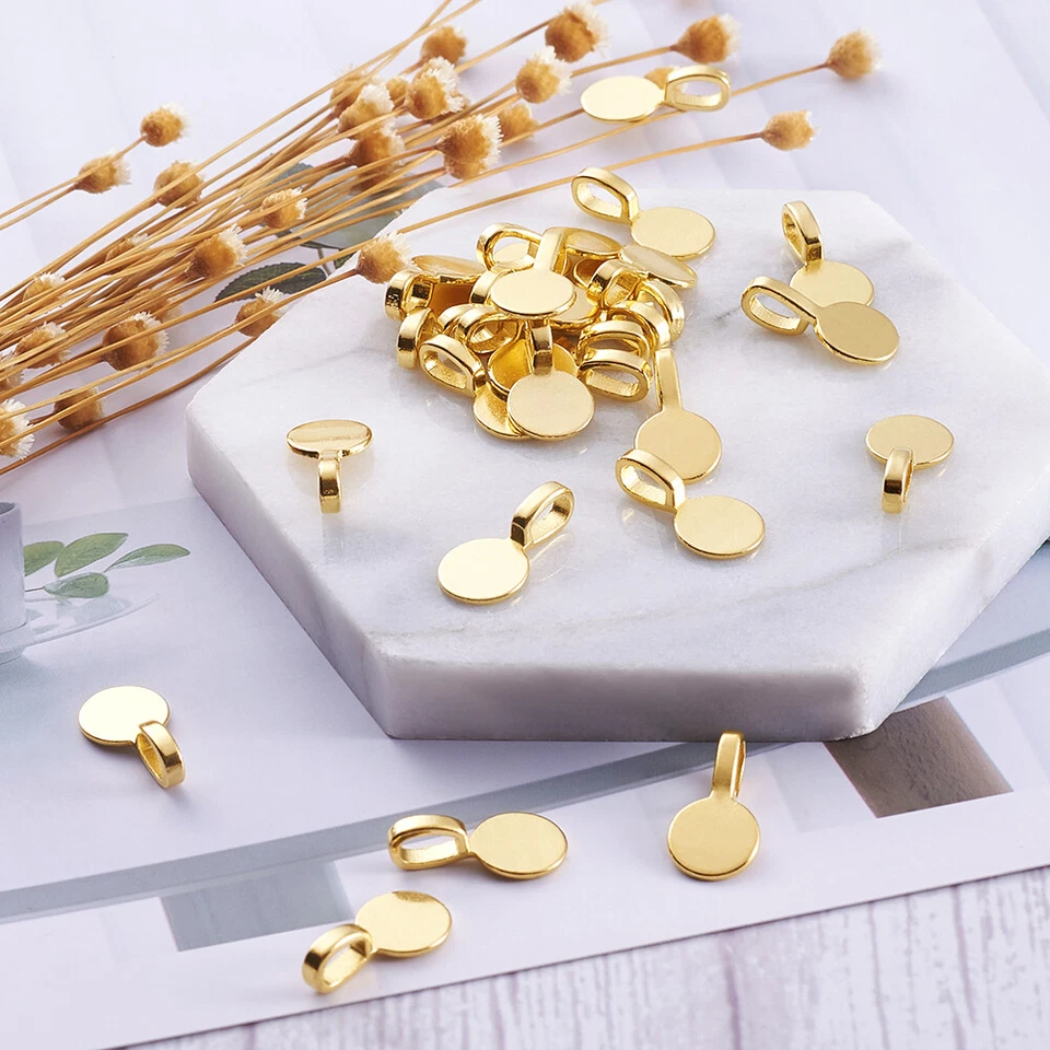 50 шт. золотых тибетских сплавов клей на плоскую подушечку подвеска соединитель вешалка 18x10 мм - Изображение 4 из 4