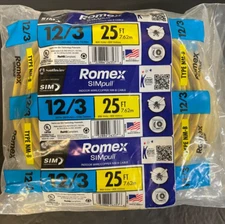 Southwire 25 ft. 12/3 Solid Romex SIMpull CU NM-B W/G Wire