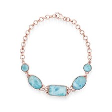 Bracciale in argento 925 con pietre preziose domenicane naturali Larimar gioi...