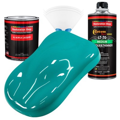 Deep Aqua Acrylic Lacquer Quart Auto Paint Kit, Medium Thinner