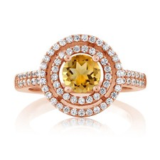 18K Rose Gold Plated Silver Citrine Engagement Ring For Women  1.76 Cttw 