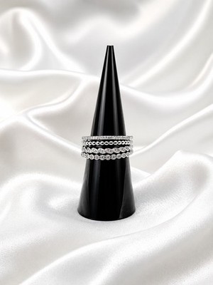 925 Sterlingsilber natürlicher Diamant Ring Stapelband 0,23 ct mehrreihig Größe 7