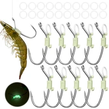 Luminous Live Shrimp Hooks - High-Carbon-Steel Saltwater & Freshwater Hooks, ...