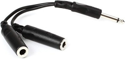 Hosa YPP-111 Y Cable, 1/4 Inch TS to Dual 1/4 Inch TSF