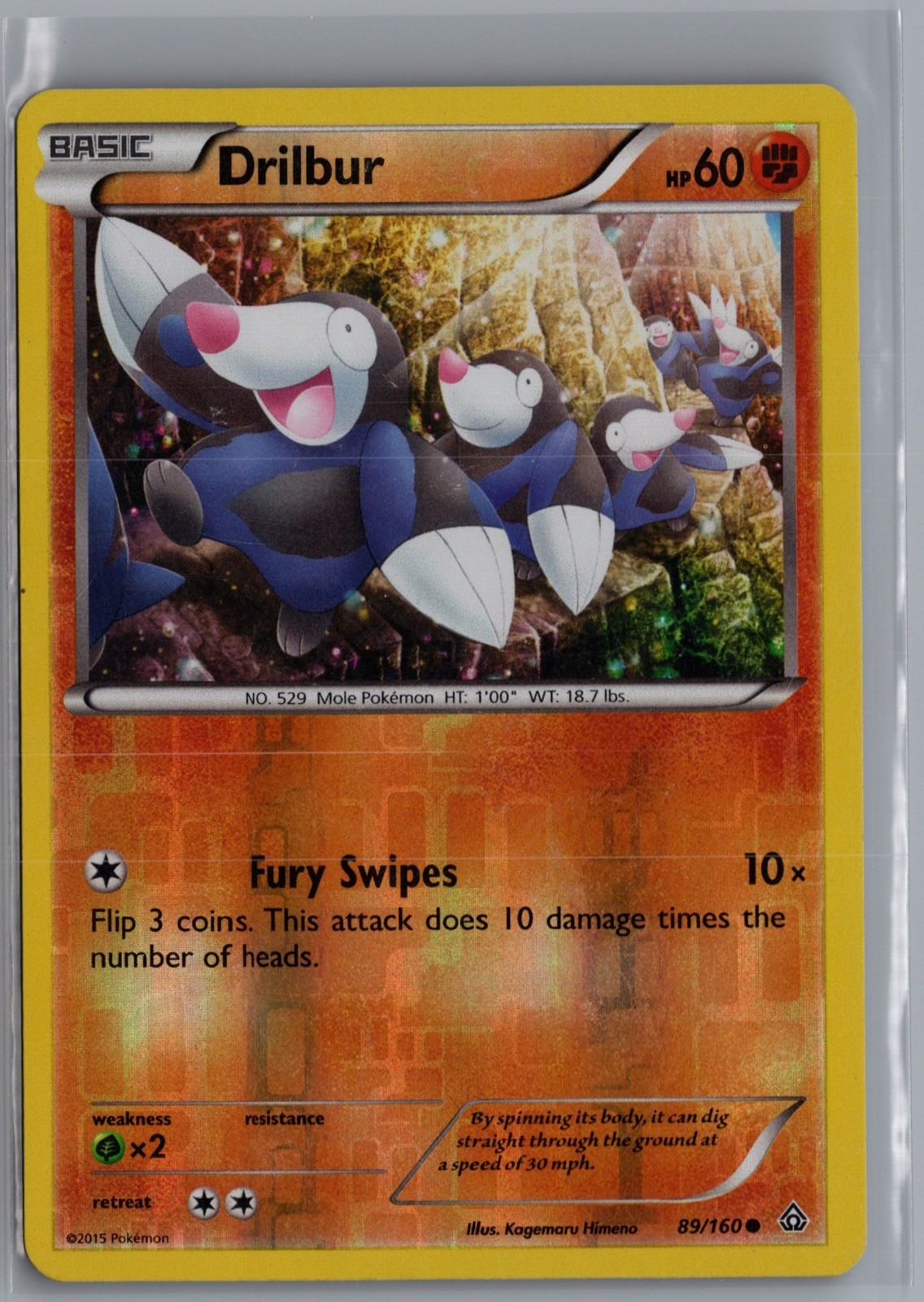 Drilbur 89/160 Common Primal Clash Pokemon Reverse Holo Lightly Played