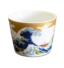 JAPAN KUTANI Kutani Yaki Soba Cup Katsushika Hokusai: Wave 200ml 3.2in×2.6in
