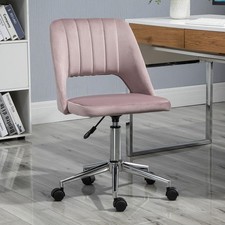 Swivel Office Chair Velvet Fabric Scallop Shape Computer Desk Chair Pink