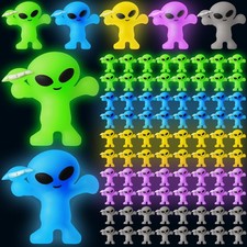 CroBlissful 40 Pcs Mini Alien Figures Glow in The Dark Space Ship Colorful