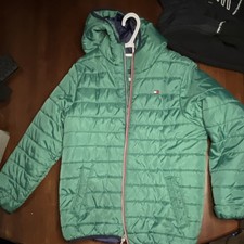 Tommy Hilfiger Boys Green Puffer Jacket Hooded Zip L 14/16 