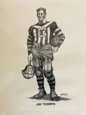JIM THORPE Original Etching Print, by Gersten, circa 1960’s-70’s
