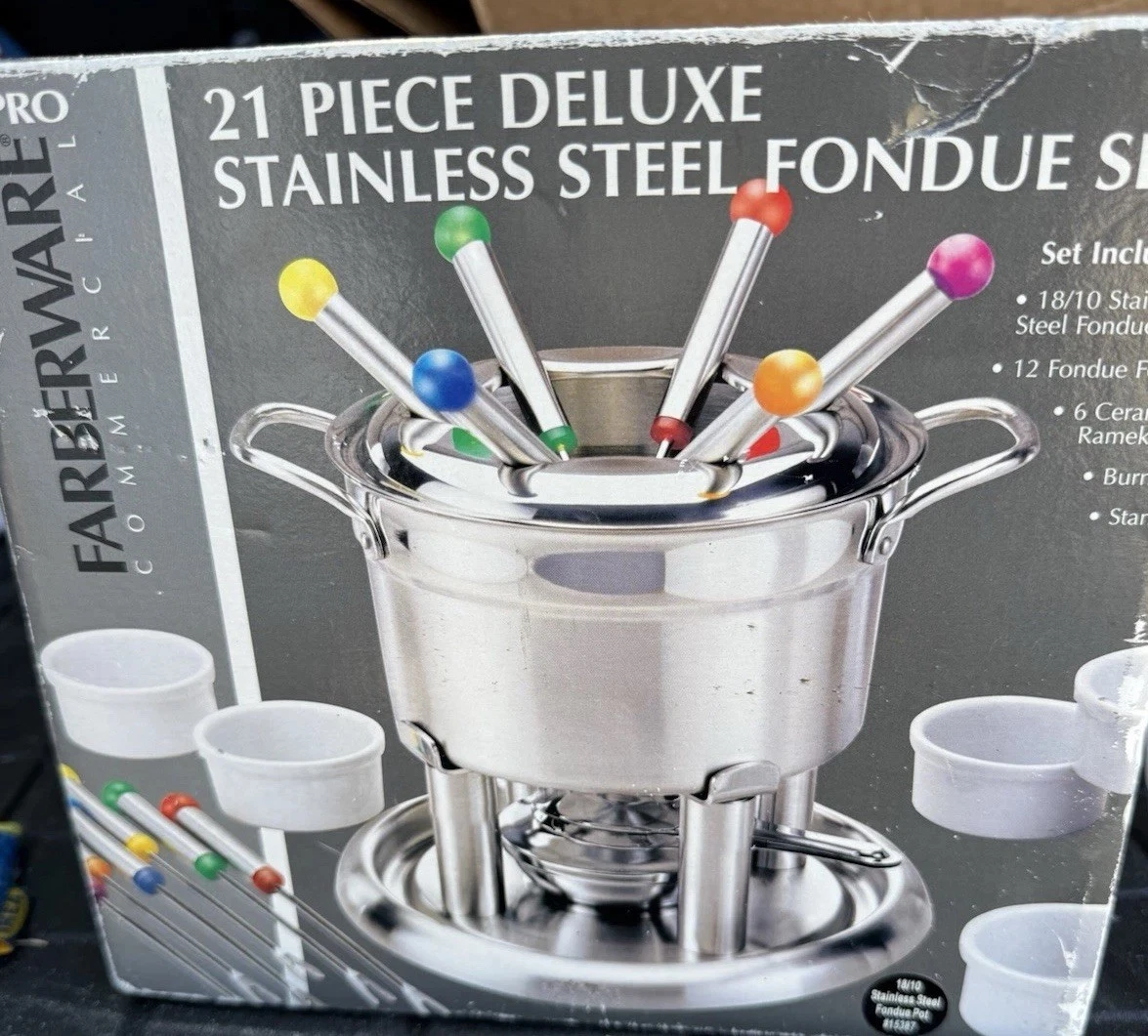 Farberware Commercial Pro 21 Piece Deluxe 18/10 Stainless Steel Fondue Set New