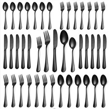 20 Pcs Black Silverware Set, Stainless Steel Flatware Set for 4, Food-Grade C...