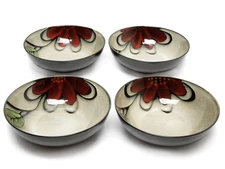 Parker & Jane Large Bowls Deep Red Flower Simple Dining 7 3/4" Diameter Set of 4