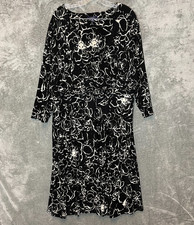 Chaps Women Floral Monogram Ruched Surplice Long Sleeve Jersey Maxi Dress 2X