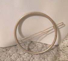 Vintage Gold Tone Circle Barrette Minimalist Geometric Hair Clip