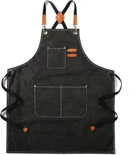 Chef Apron for Men Women Canvas Aprons with 3 Pockets Cross Back Resistant 2xl