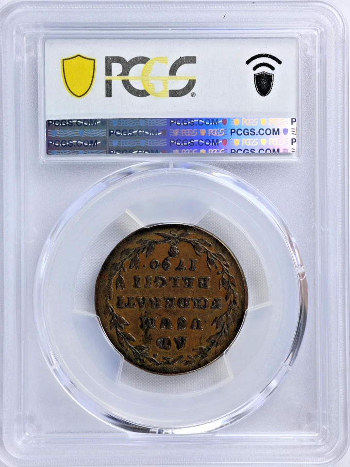 1790 Austria Netherlands 2 Liards Oorden Insurrection Brussels PCGS VF30BN - Image 3 of 3