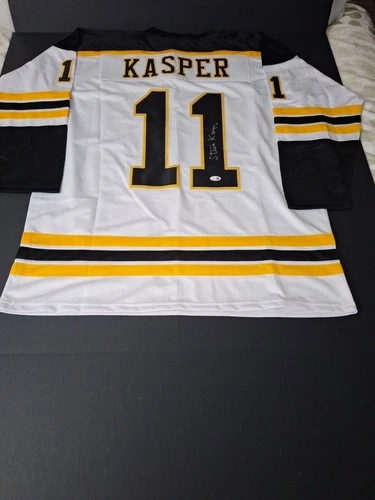 STEVE KASPER SIGNED BOSTON BRUINS CUSTOM WHITE HOCKEY JERSEY JSA COA