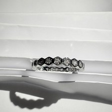 Honey Comb 925 Sterling SilverRing Embed Zirconia Size 10 62.1  circumference 